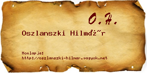 Oszlanszki Hilmár névjegykártya